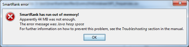 Screenshot of the Out-of-Memory dialog